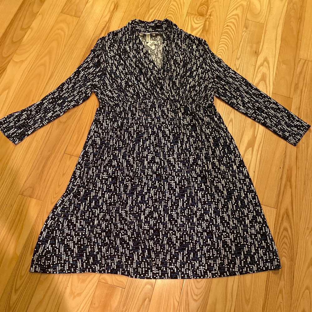 Soma casual, blue, black and white three-quarter sleeve dress